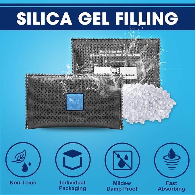 Timgle 10 Pcs 100g Rechargeable Desiccant Packs for Storage Silica Gel Packets Dry Moisture Absorbers Bags Reusable Desiccant Car Dehumidifiers Bag for Closet Home Car Moisture Absorbing