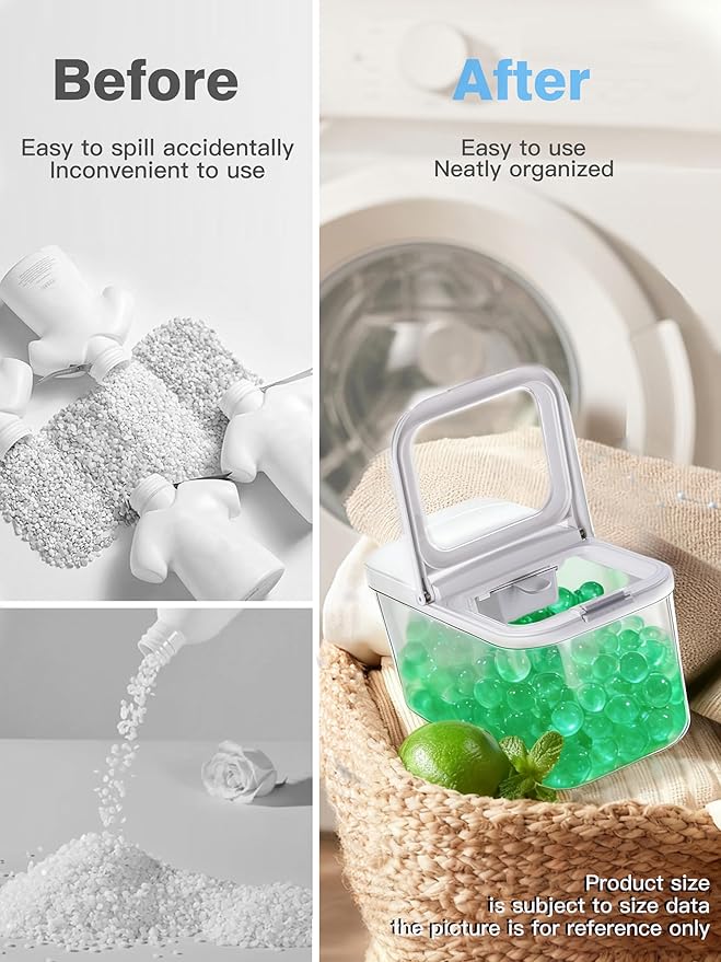 LivLab Mker Laundry Detergent Dispenser with One-Press Lid,Clear PET Powder container with Measuring spoon, Pods container 6L/13Lbs/200oz(290 Pods)