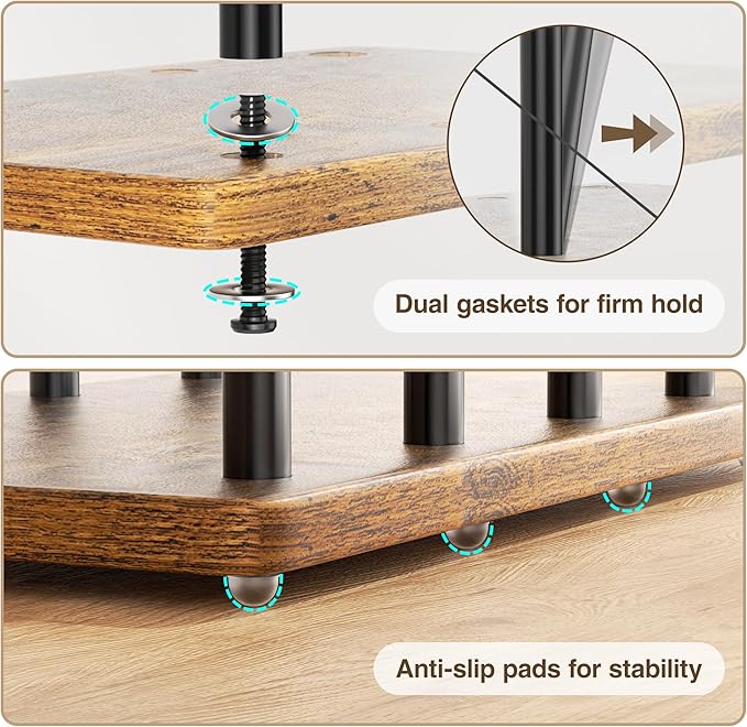 pickpiff Boot Rack 8-Pair Shoe Organizer Tall 16.4'' Free Standing Shoes Holder Metal With Wood Base