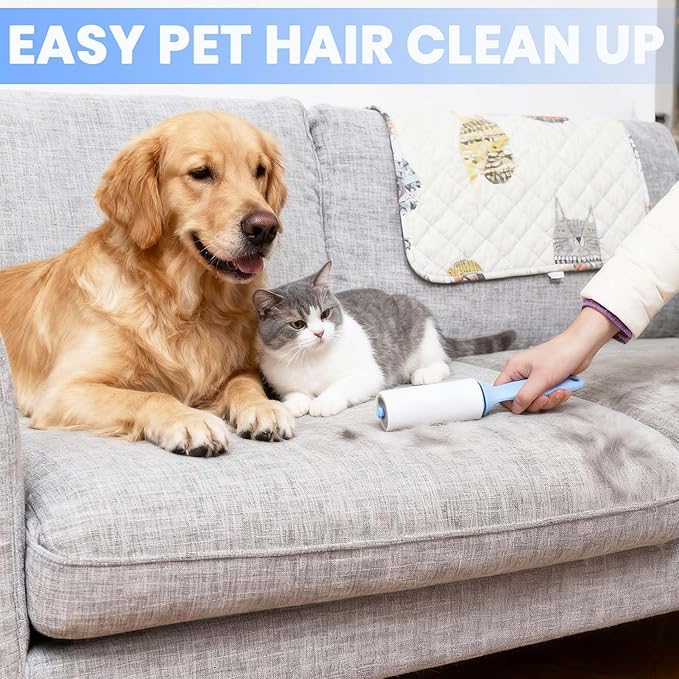 ADHES Lint Roller for Pet Hair – 5 Rolls + 2 Handles, 4 Inch x 90 Sheets, Extra Sticky Disposable Lint Rollers for Clothes, Furniture & Car Hair Removal – Portable Pet Hair Remover