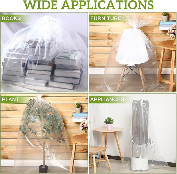 Fainne 10 Pack Extra Large Clear Plastic Storage Bags 55 x 67 Inch 2.75 Mils Giant Jumbo Moving Flat Plastic Storage Bags for Clothes Packing Luggage Suitcase Furniture Comforter Bike Blanket