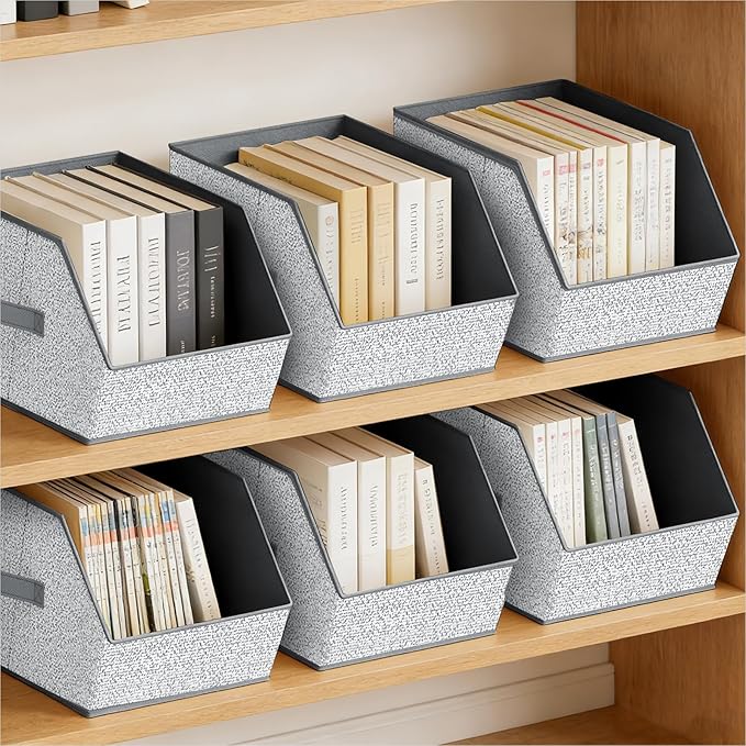 Large Closet Storage Cubes - Closet Storage Bins with Dual Handles for Clothes, Towels, Toys, Shelf Organizer Bins for Bedroom, Nursery, Shelves, Small Spaces, Ant Light Gray, 6 Pack