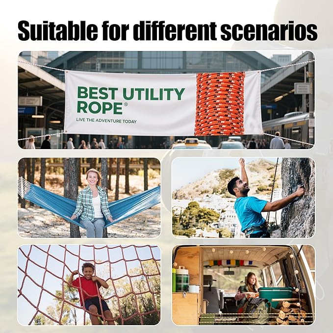 100 ft 3/8 Inch Diamond Braided Polypropylene Rope, Poly Clothesline, Boat Rope, All-Purpose Utility Cord Tie Down Ropes for Craft Marine Boat Camping Indoor Outdoor, Blue, 2 Pack