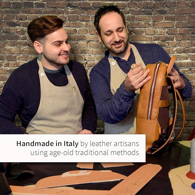 Maruse Italian Tumble Leather Valet Tray Organizer, Office Desk Accessory, Durable Leather Handmade in Italy (Black)