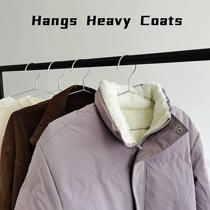 Wire Hangers 40 Pack, Heavy Duty, Space Saving, Stainless Steel, Silver, 16.5inches Closet Hangers for Hanging Coats, Suits, Jackets, Shirts,T-Shirt