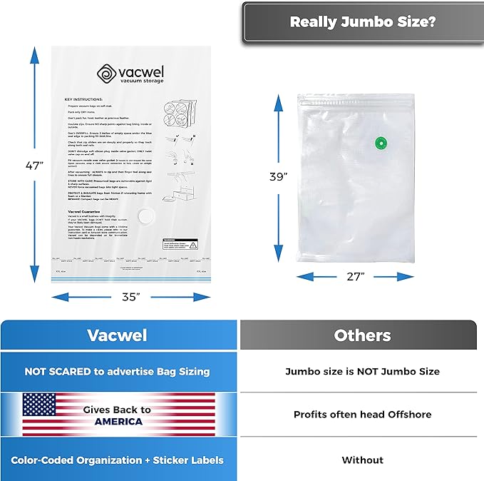 3-Pack XXL,Vacuum Storage Bags,Space Saver Bags for Clothes Storage – XL Comforters,Mattress Topper,3x XXL Bags (47x35in),Bonus 1x Large Bag (32x21in)