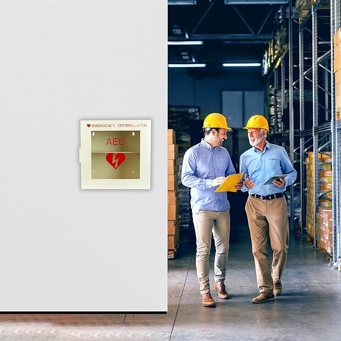 Levida AED Cabinet Wall Mount - Steel AED Defibrillator Storage Case with Clear Window Fits Univeral AEDs - First Aid Defibrillator Cabinet for Schools, Offices, Public Places (14.1 x 7" x 13.75")