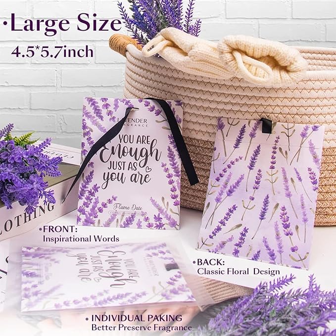 9 Pack Inspirational Scented Sachets - Valentines Day Girlfriend Gifts for Wife | Natural Moth Repellent for Closets, Air Freshener for Home | Shoe & Car Deodorizer for Drawer(Lavender, Jasmine, Rose)