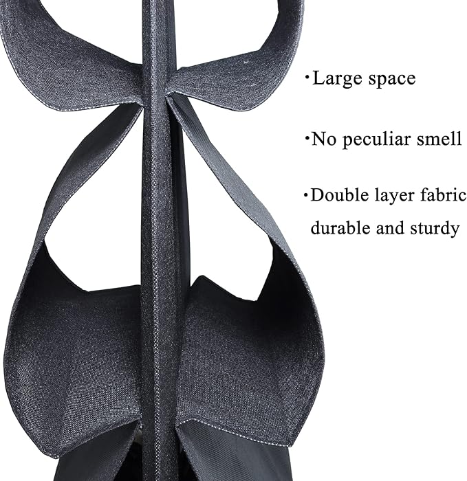 2 Pack 12 Large Pockets Hanging Shoe Organizer for Closet with Roating Hanger for Storage Mens Shoes,Kids Clothes,Also can used as Travel shoe rack hanging,Black