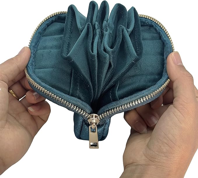 Small Travel Jewelry Case - Jewelry Travel Organizer Bag with for Bracelets, Necklaces, Bangles, Jewelry Organizer Storage Bag Gift for Women Girls,5.1x4.72x1.18 IN- RJB001-Blue