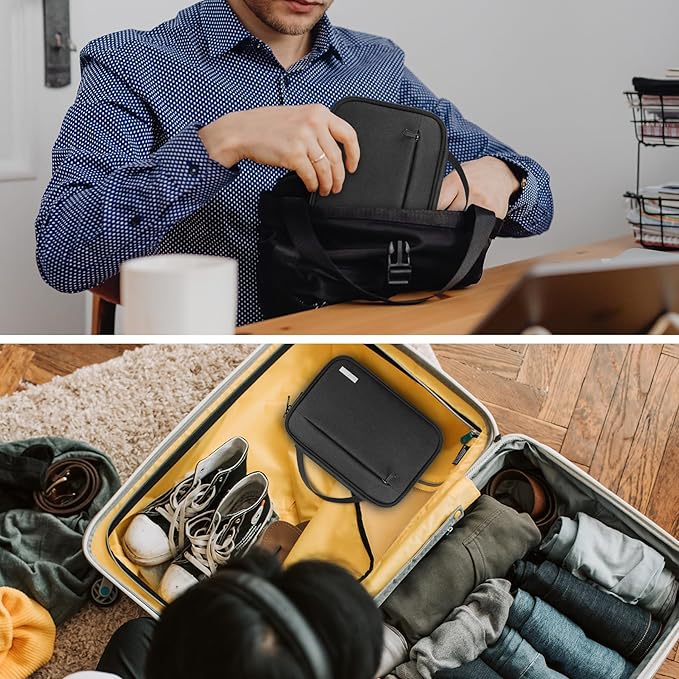 Lacdo Cord Organizer Travel, Cable Organizer Bag Case, Portable Electronics Organizer Travel Case, 6 Layer Large Capacity Charging Cords Storage organizer for Cables, SD Card, Travel Essentials, Black