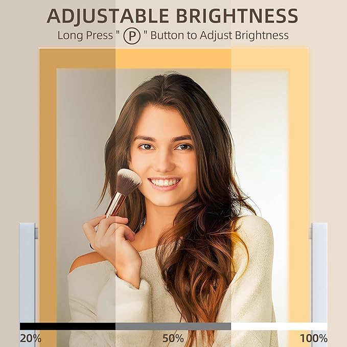 FENNIO Vanity Mirror with Lights - 17"x13" Lighted Makeup Mirror, Makeup Mirror with Lights, Touch Screen with 3-Color Lighting, Dimmable,Desk Mirror with Light for Vanity Tabletop