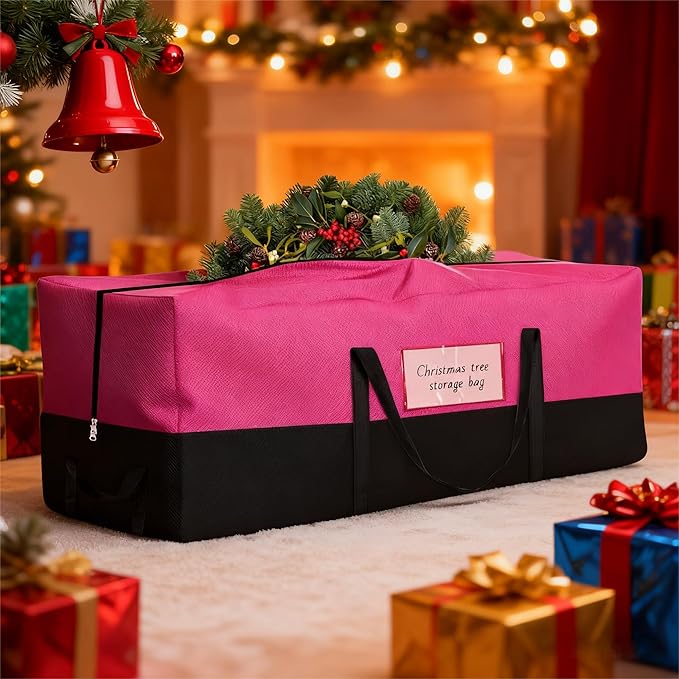 Christmas Tree Storage Bag, Fits Up 8 Ft Tall Artificial Trees, Heavy-Duty 600D Oxford Tree Bag with Reinforced Handles Zipper Clear Pocket, Storage Bags for Moving Items, Clothing, Outdoor, Bedding