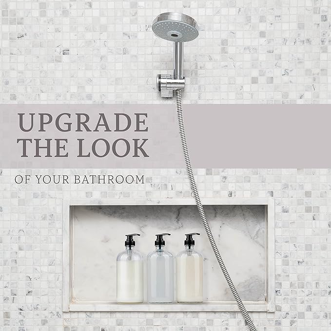 Glass Shampoo and Conditioner Dispenser - Large Glass Pump Bottle Dispenser - 32 Ounce (1 Liter) - Pack of 4