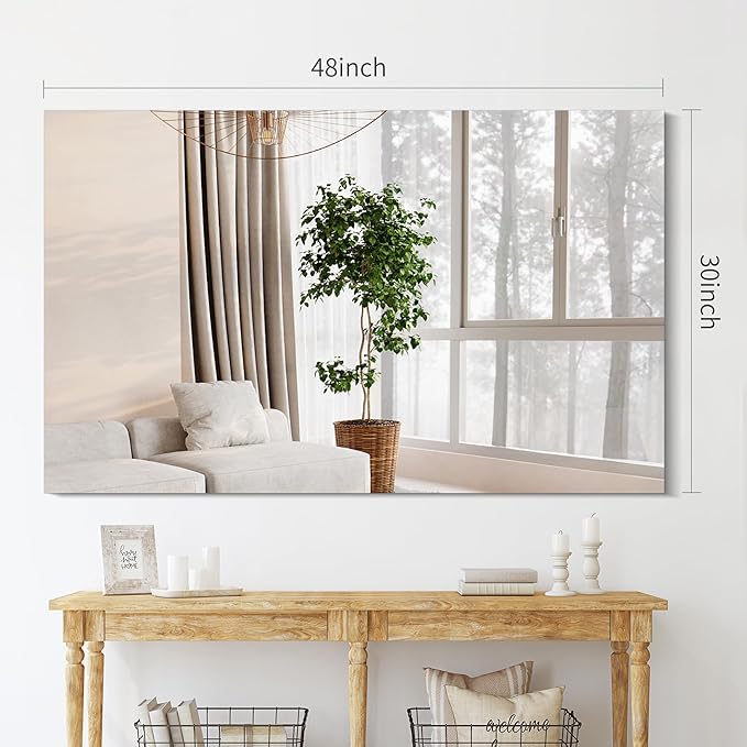 CILIBER Frameless Mirror, 30x48 inch Rectangle Bathroom Mirrors for Wall, Upgraded Shatterproof Large Vanity Mirror Over Sink with Polished Edge for Bathroom,Bedroom,Living Room and Entryway