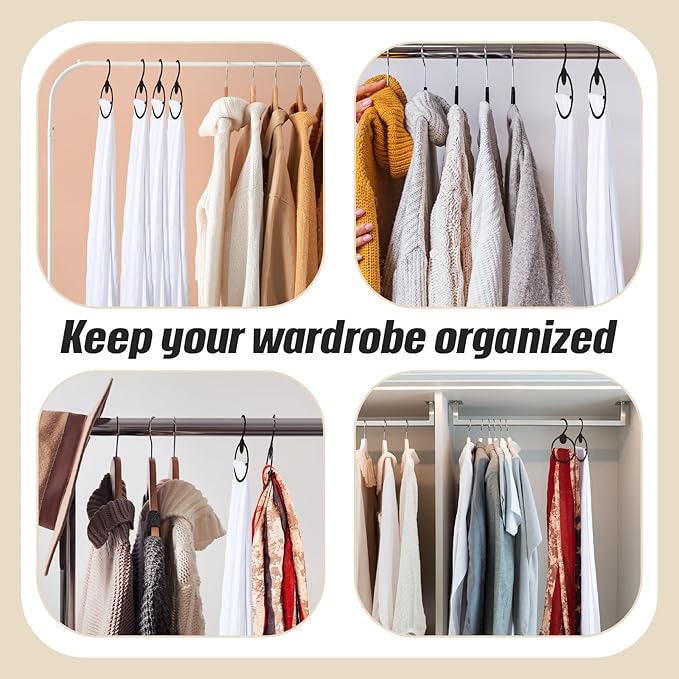 100 Pcs Scarf Hanger Plastic Holder Organizer Space Saving Scarf Organizer Clothes Hanger for Scarves Headscarves Clothing Sorting Storing (Black)