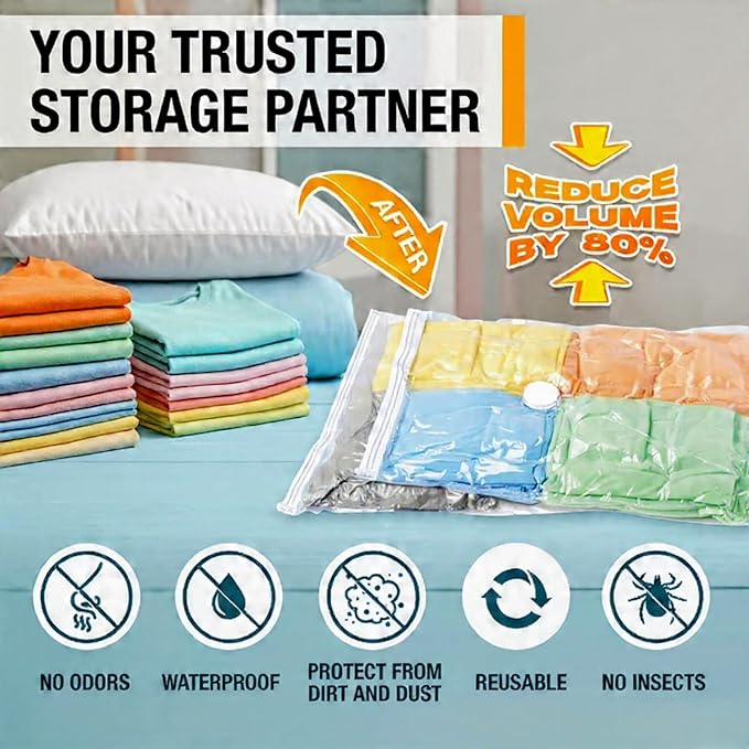 18-Pack Vacuum Storage Bags with Electric Pump – 16 Space Saver Bags + 2 Cube Bags for Clothes, Blankets & Bedding – Durable & Reusable Vacuum Seal Bags for Travel, Moving & Home Organization