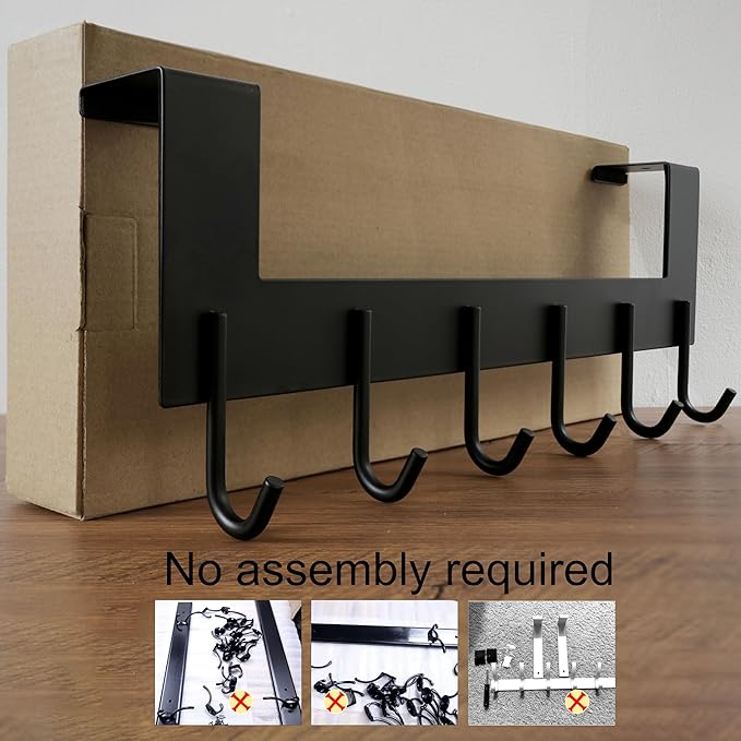 WEBI Over The Door Hook for Hanging Door Hanger:Over Door Towel Rack,Door Coat Hanger Over The Door Coat Rack for Towels,Clothes,Back of Bathroom,Black