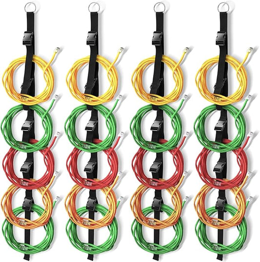 4 Pcs Extension Cord Organizers and Storage Garage Extension Cord Holder with 5 Slots Organizer Black Cord Organizer Straps for Vertical Space Cable Hose Rope String Lights