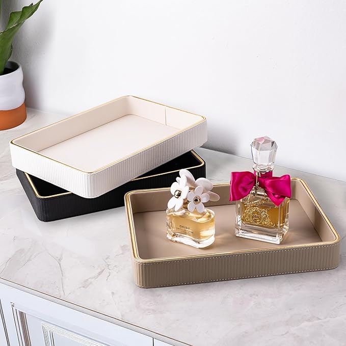 ZHEM Perfume Tray Valet Tray Night Stand Bedside Organizer| Perfume Organizer Catchall| Perfume Trays for Dresser Vanity Tray for Dresser Countertop| Perfume Holder| Nightstand Organizer Women (White)