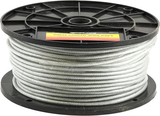 Forney 70451 Wire Rope, Vinyl Coated Aircraft Cable, Silver, 250-Feet-by 3/32-Inch thru 3/16-Inch