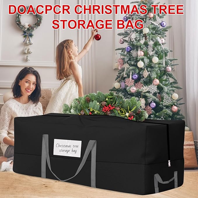 Christmas Tree Storage Bag, Fits Up 10 Ft Tall Artificial Trees, Heavy-Duty 600D Oxford Tree Bag with Reinforced Handles Zipper Clear Pocket, Storage Bags for Moving Items, Clothing, Outdoor, Bedding