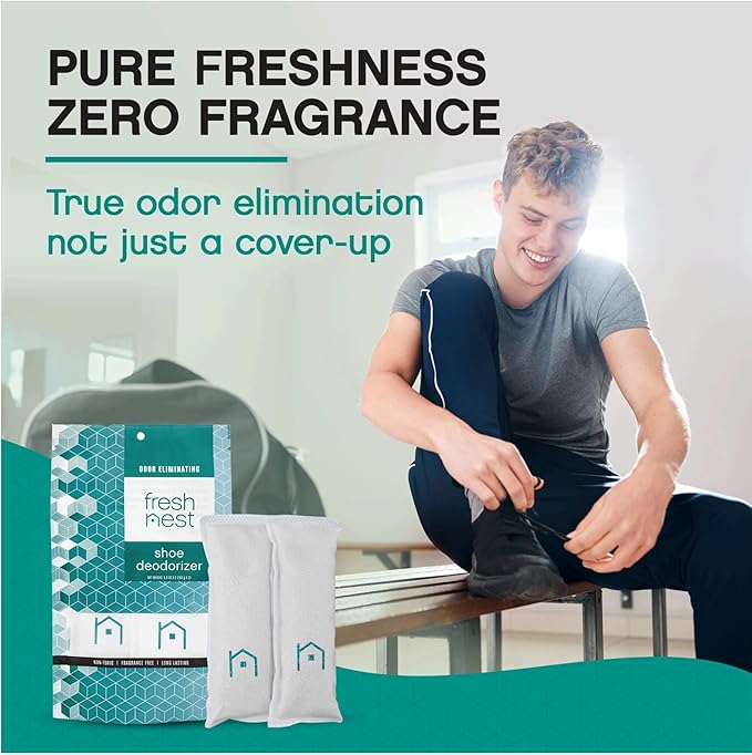 Shoe Deodorizer with Zeolites 2-Pack - Odor Eliminator, Air Freshener, Smell Absorber, Sneakers, Gym Bags, Soccer Cleats, Closets, Pet Area, Reusable - Shoe Deodorant