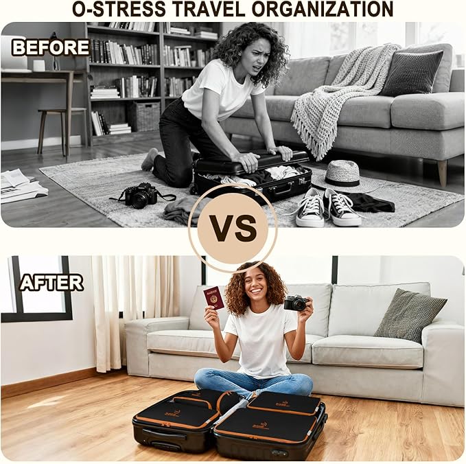 Packing Cubes for Travel, Various Sizes Luggage Organizer Bags with Double Zipper, Durable Space Saver Bags Travel Essentials (5 Set, Black)