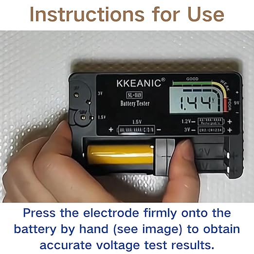 Battery Tester SL-049 - Professional Digital Battery Checker with LCD Display for Household AA, AAA, AAAA,C, D, 9V, CR123A,1.2V Rechargeable,Button Cells. Compact & Load-Tested Clarity
