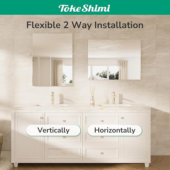 TokeShimi 40x30 Frameless Bathroom Vanity Mirrors for Over Sink, Modern Rectangle Bathroom Mirrors for Wall with Polished Edge Shatterproof Decorative Mirror for Bedroom, Living Room, Entryway