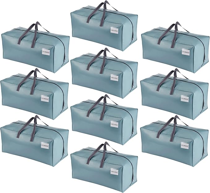 VENO 10 Pack Heavy Duty Moving Bags with Backpack Straps, Zippers & Handles, Extra Large Packing Bags for College Dorm Essentials, Moving Supplies Alternative to Cardboard Moving Boxes