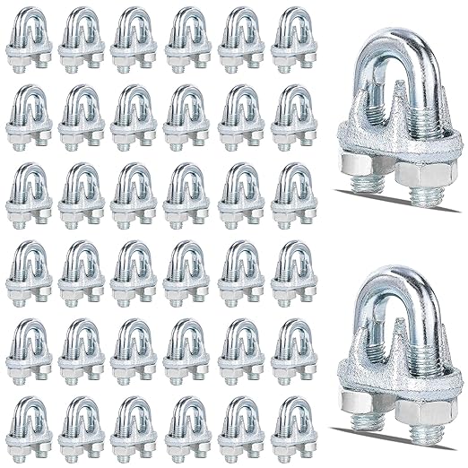 120PCS 5/16" M8 Zinc-Plated Wire Rope Clamps – Heavy Duty U-Bolt Cable Clips (Silver)