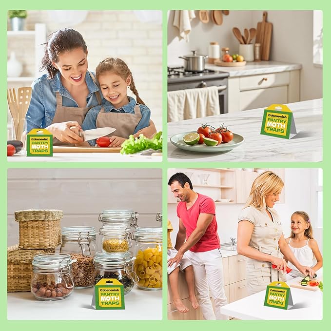 Pantry Moth Traps for House Indoor, Indian Meal Moths Repellent, Pheromone Pest Control Glue Trap for Kitchen, Cabinet, No Moth Ball, 10 Pack