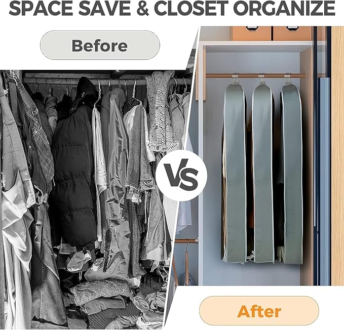 1 Pcs 40" Garment Bags for Hanging Clothes, Clear Suit Bags for Closet Storage Clothing Storage, Garment Bags Shoulder Covers with 4" Gussets for Coats, Jackets, Shirts and Sweater