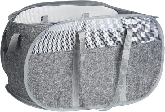 100L Collapsible Laundry Baskets, Tear Proof Pop Up Laundry Hamper with Dual Handles, Large Foldable Laundry Basket, Easy to Carry Laundry Hamper for Home, Laundry Room, Bedroom, Dorm, Travel Grey