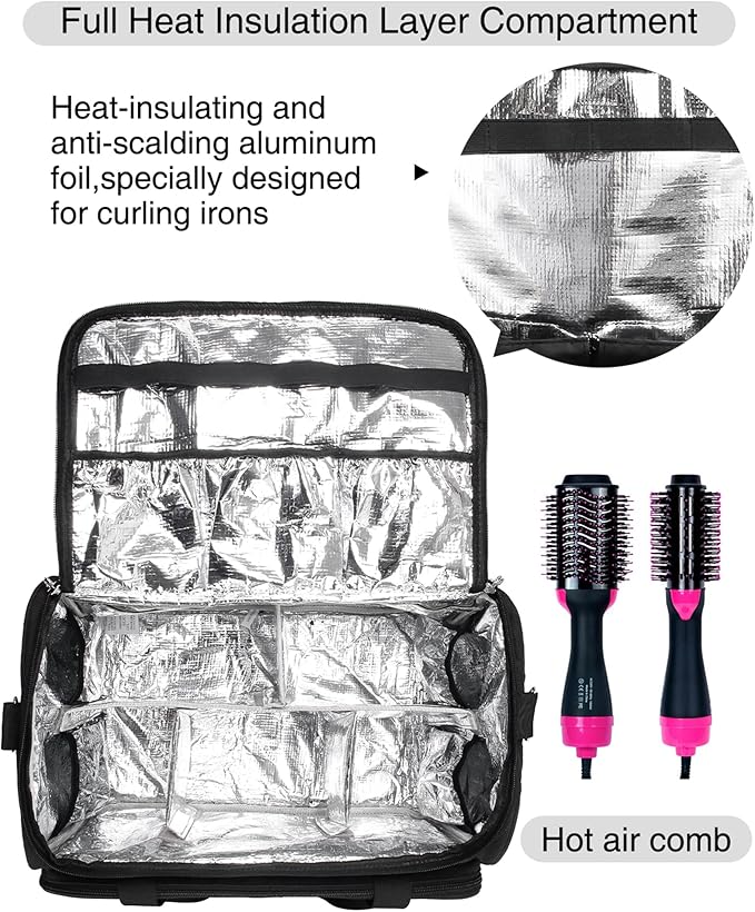 MONSTINA Hairdressing Bag with 4 small bag, Hairstylist Travel Bag, Professional Cosmetics Beauty Hairdresser Bag with Shoulder Strap, Hair Makeup Salon Organizer Bag for Barber Insulation Material