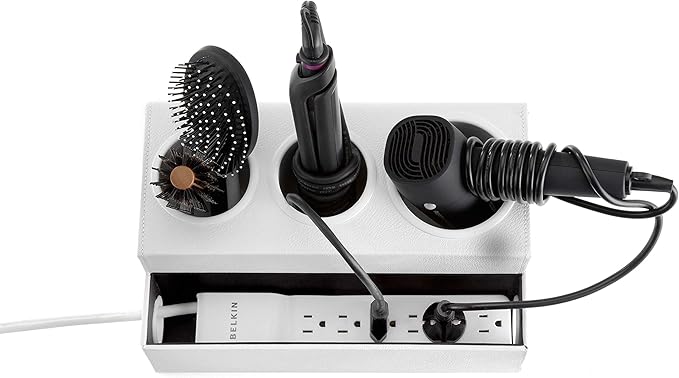 J JACKCUBE DESIGN Hair Tool Organizer Dryer Holder Hair Styling Accessories Organizer Bathroom Storage Countertop with 3 Holes(White) – MK154D