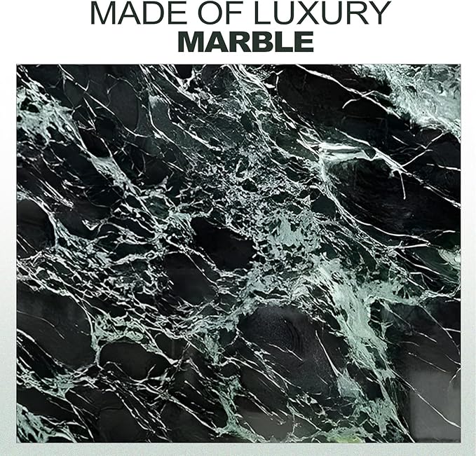 Koville Natural Marble Tray, 12x8“ Coffee Table Vanity/Decorative Tray for Jewerly, Watch, Perfume Candle Storage for Bedroom/Bathroom/Kitchen Countertop(Indian Green Marble)
