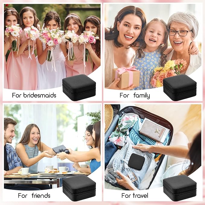 Taiyin 50 Pcs Travel Jewelry Case, Valentines Day Gifts for Her- Small Jewelry Organizer Box Bridesmaid Gifts for Women Girls (Black)