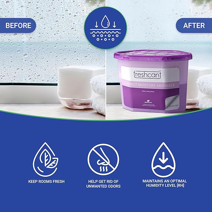 Moisture Absorber Bundle, Room and Closet Freshener, Moisture and Odor Absorber for Home, Rooms, Basement, Garage, Prevents Musty Odor, Controls Moisture, Pack of 12, Lavender Scent