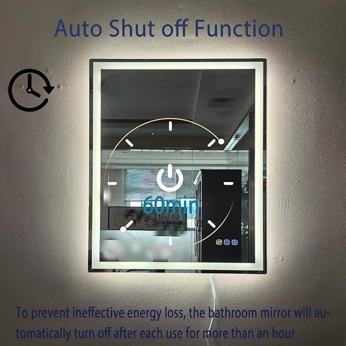 32"x24" LED Bathroom Mirror with Lights Front & Backlit Smart LED Mirror Bathroom Lighted Vanity Mirror Wall-Mounted Design Stepless Dimmable Anti-Fog Shatterproof Memory Function