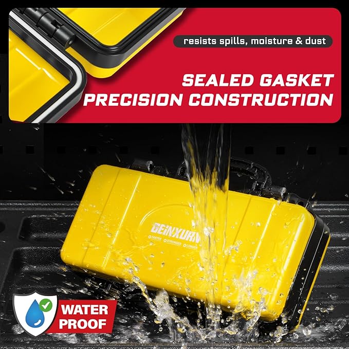 11”Yellow Tools Box, Portable Steel Heavy-duty Tool Case with Safety Latch and Handle for Tools Storage and Organizers, Home DIY