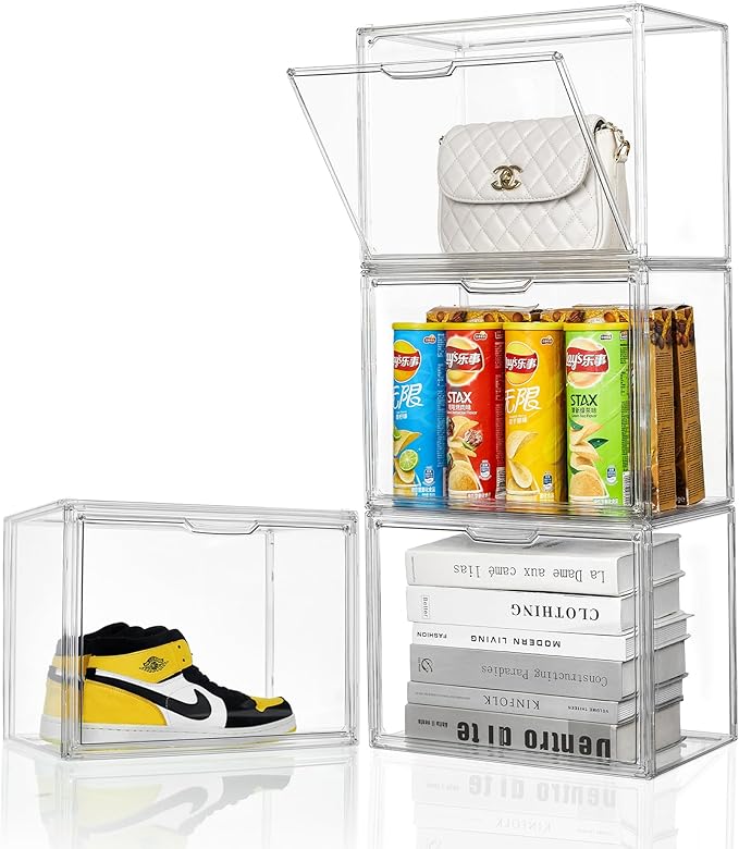 Attelite Purse Organizer for Closet, 5 Pack X-Large Handbags Storage Organizer,Stackable Storage Bins for Collectibles, Cosmetic,Heels