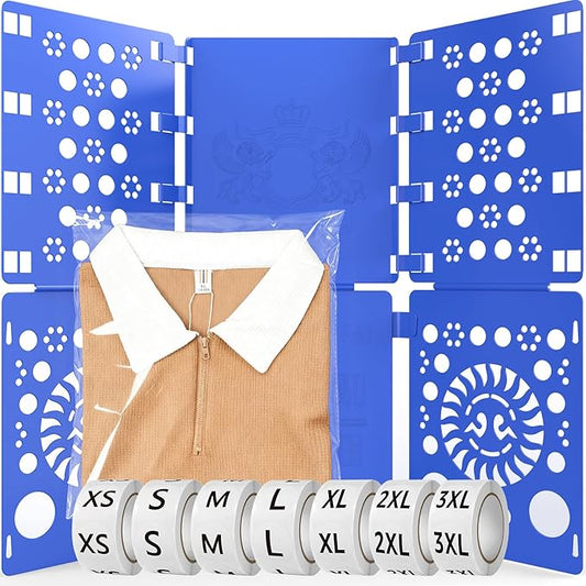 BoxLegend Shirt Folder Board with 11x14 T Shirt Bags 100 PCS and 7 Sizes Stickers 3500 PCS Clothes Folding Board Bags for Small Business
