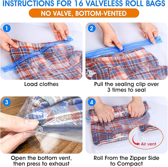 AROIC 50 Pack Vacuum Storage Bags Set - Space Saver Vacuum Bags for Clothing, Blankets, Seasonal Storage with Electric Pump, Vacuum Sealer Bags for Luggage, Travel Essentials, Bedding
