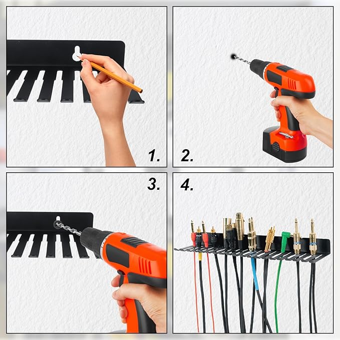 2 Pack Wall Mountable Cable Hanger Organizer, 19 Slots Cable Rack for Cord Wire Management, Cable Holder Cord Rack Organizer, 19 Slots Length 14 Inch for Cable Organizer Studio Storage