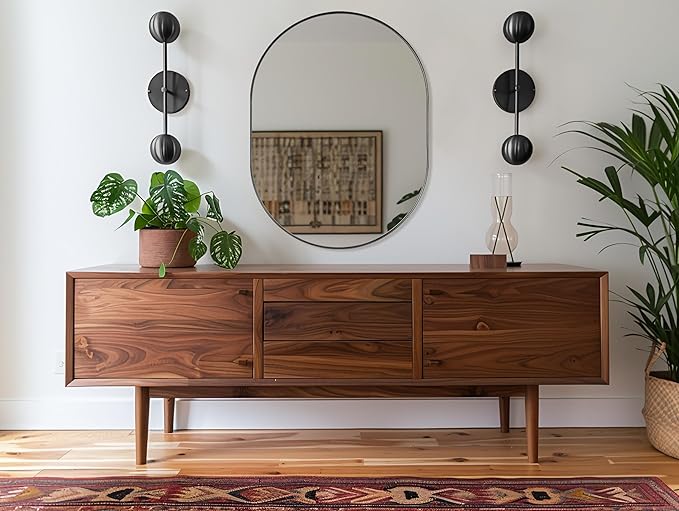 ANDY STAR Large Oval Black Bathroom Vanity Mirror, 30x40 Inch, Stainless Steel Metal Frame, Shatterproof Glass, Wall Mounted