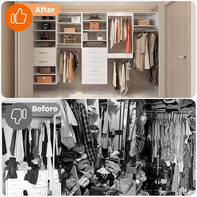 ROOMTEC 22.5" Medium Hanging Closet Unit, Modular Closet System with Hanging Rod, Wardrobe Organizer for Bedroom or Walk-in Closet, Wall Mounted, Customizable Clothes Storage Unit, White