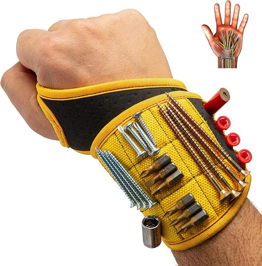 BINYATOOLS Magnetic Wristband for Tools Magnet Screw Holder Wrist Support Keeps Screws Nails, Drill Bits Handy Unique Tool Gadgets Men’s Gadgets Dad Gadgets Perfect Christmas Gifts Stocking Stuffers
