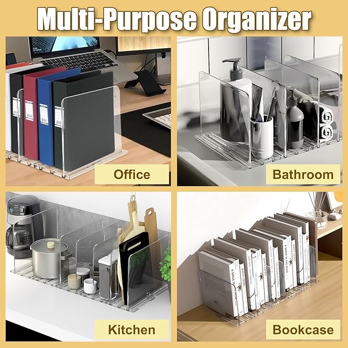 Adjustable Bag & Purse Organizer for Closet, Acrylic Shelf Dividers, Handbag Storage Organizer Clear Purse Dividers for Closet Organization Separators for Handbag, Book in Bedroom, Office